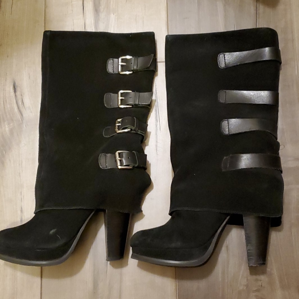 Boots,  platform black suede